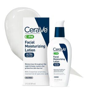CeraVe PM Facial Moisturizing Lotion, Night Cream with Hyaluronic Acid,3 Ounce
